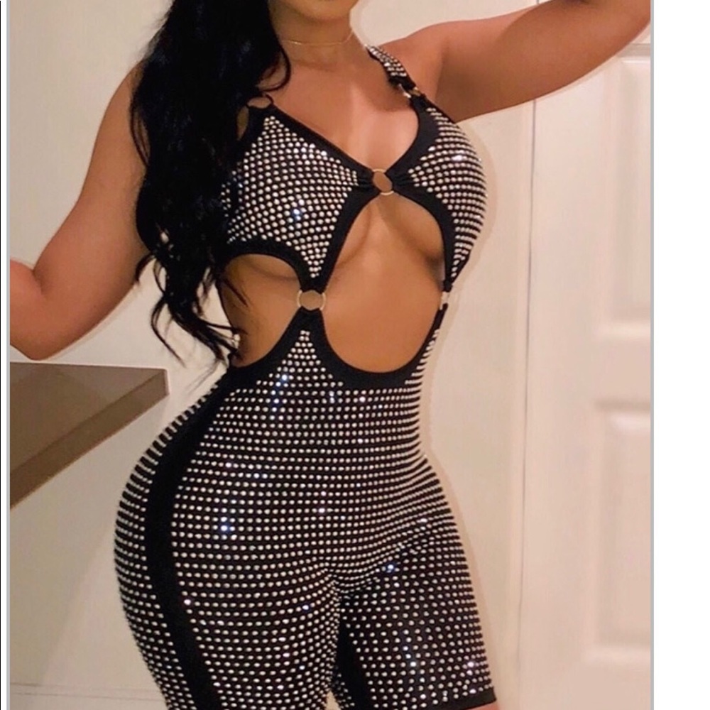 Gorgeous Hollowed out Black one piece romper